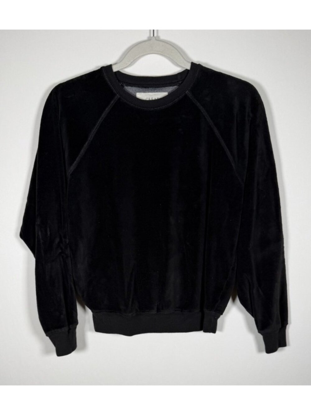 THE GREAT black velour college sweatshirt California comfy 1(S) loungewear